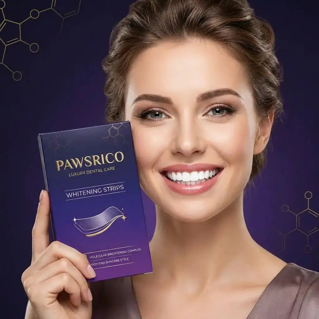 🦷 PAWSRICO ✨ Purple Tone-Correcting × Peroxide-Free Advanced Whitening Strips — 30-Minute At-Home Smile Brightening Routine (Gentle for Sensitive Teeth)