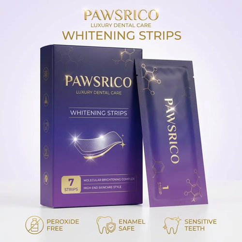 🦷 PAWSRICO ✨ Purple Tone-Correcting × Peroxide-Free Advanced Whitening Strips — 30-Minute At-Home Smile Brightening Routine (Gentle for Sensitive Teeth)