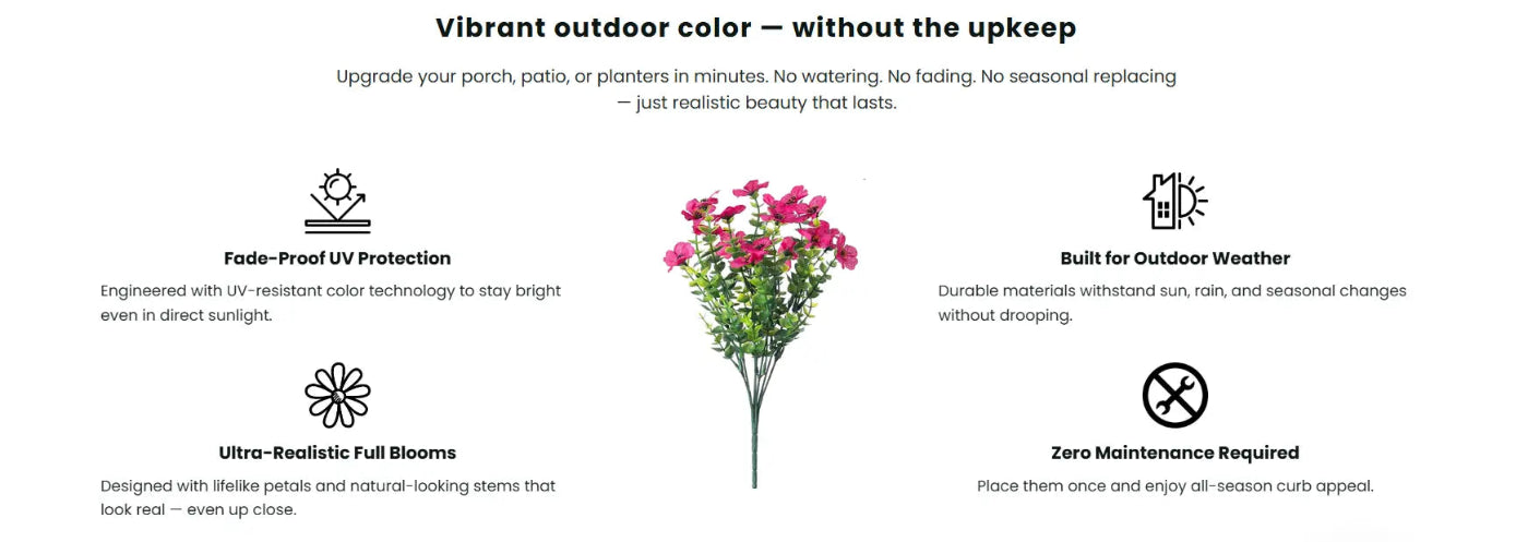 🔥Last Day 50% OFF🔥Realistic UV-Resistant Outdoor Flowers – Zero Maintenance