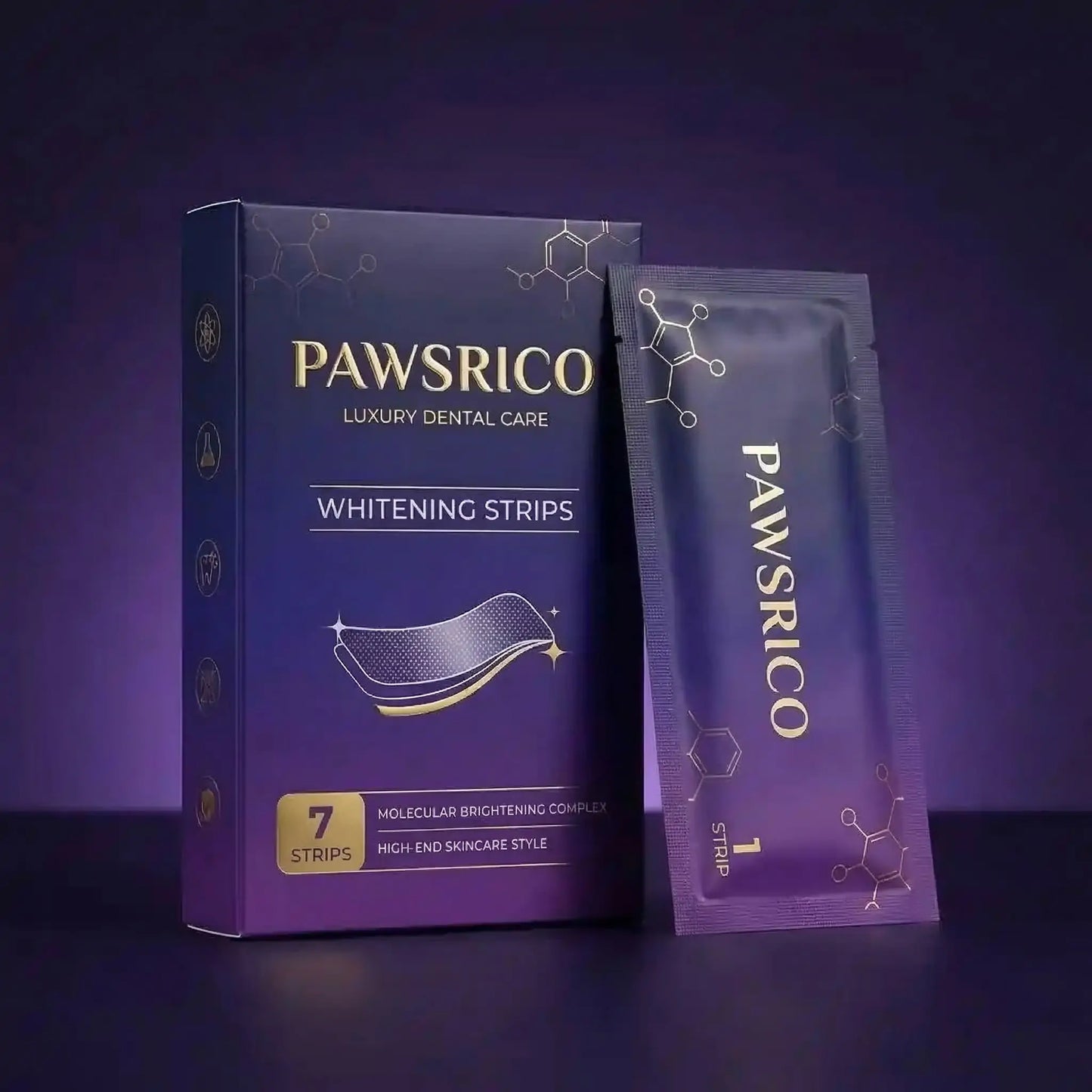 🦷 PAWSRICO ✨ Purple Tone-Correcting × Peroxide-Free Advanced Whitening Strips — 30-Minute At-Home Smile Brightening Routine (Gentle for Sensitive Teeth)