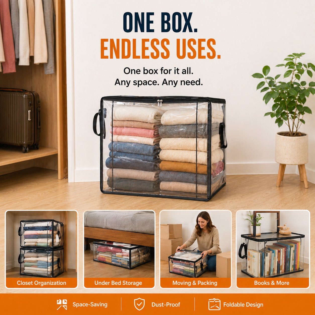 🎁💞LAST DAY 50% OFF ✨📦pawsrico®Large Heavy-Duty Thick Plastic Clear Storage
