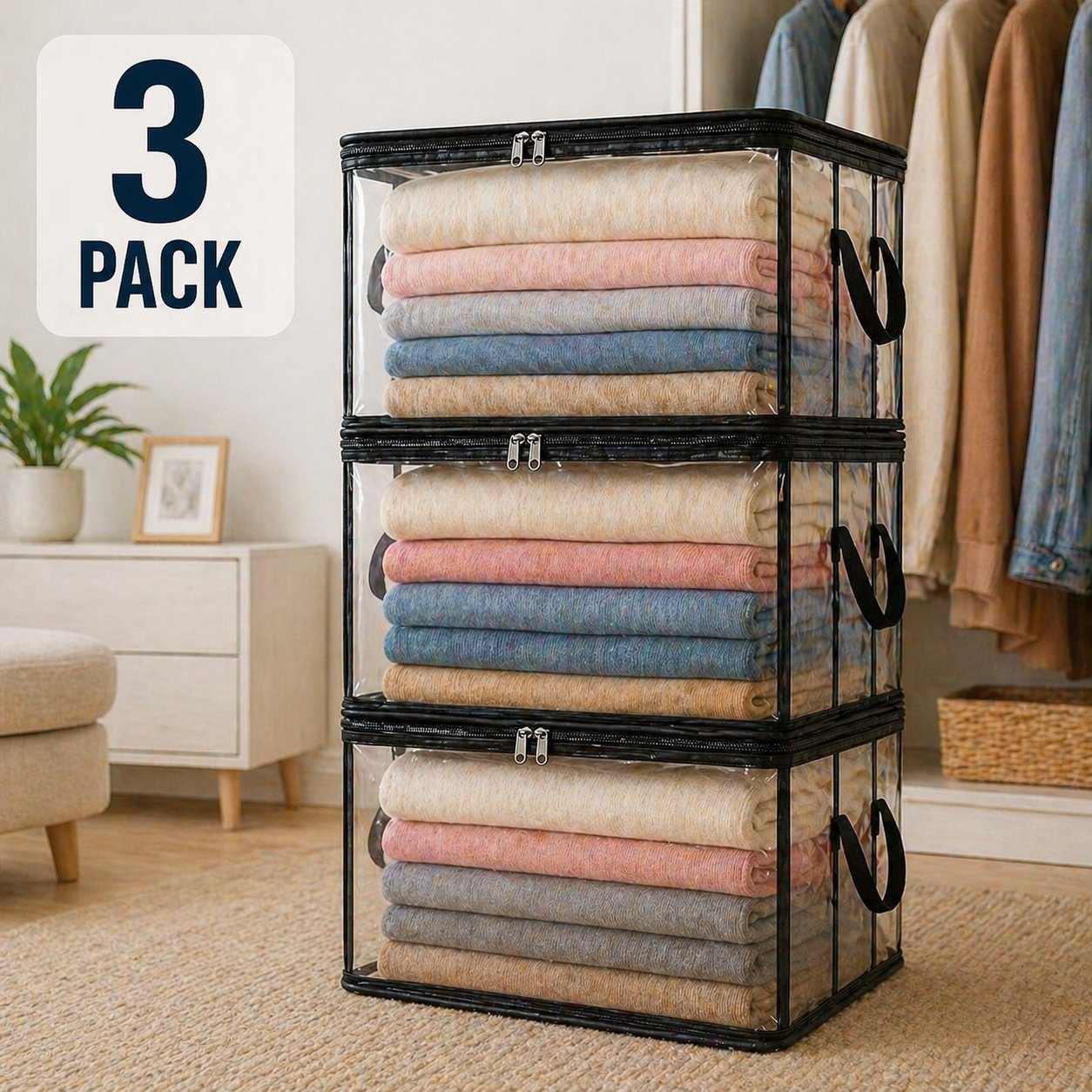 🎁💞LAST DAY 50% OFF ✨📦pawsrico®Large Heavy-Duty Thick Plastic Clear Storage