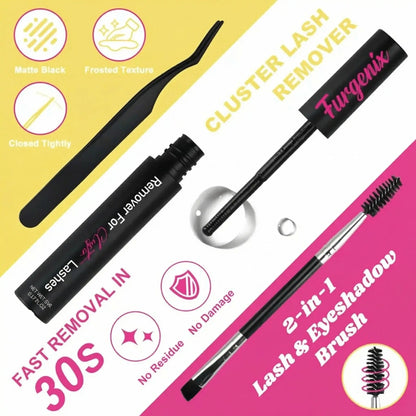 Furgenix™ California Sunset Wanna Be Freya Manga Lashes Cluster C D Curl DIY Lash Extension Kit and Lash Clusters 8-18mm with Bond Seal and Remover - Ultra-Thin Transparent Bands, Lash Magic Anime False Lash Extension Kit dealsforyoudays